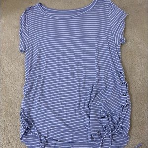 hollister blue striped side-tie t shirt